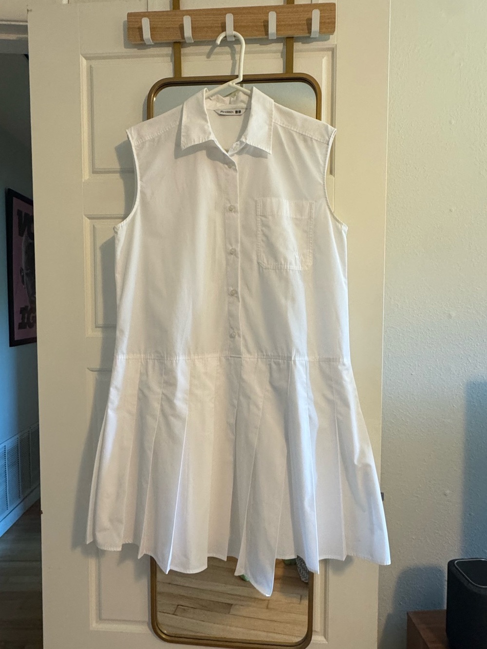 Uniqlo x JW Anderson White Sleeveless Asymmetrical Shirt Dress